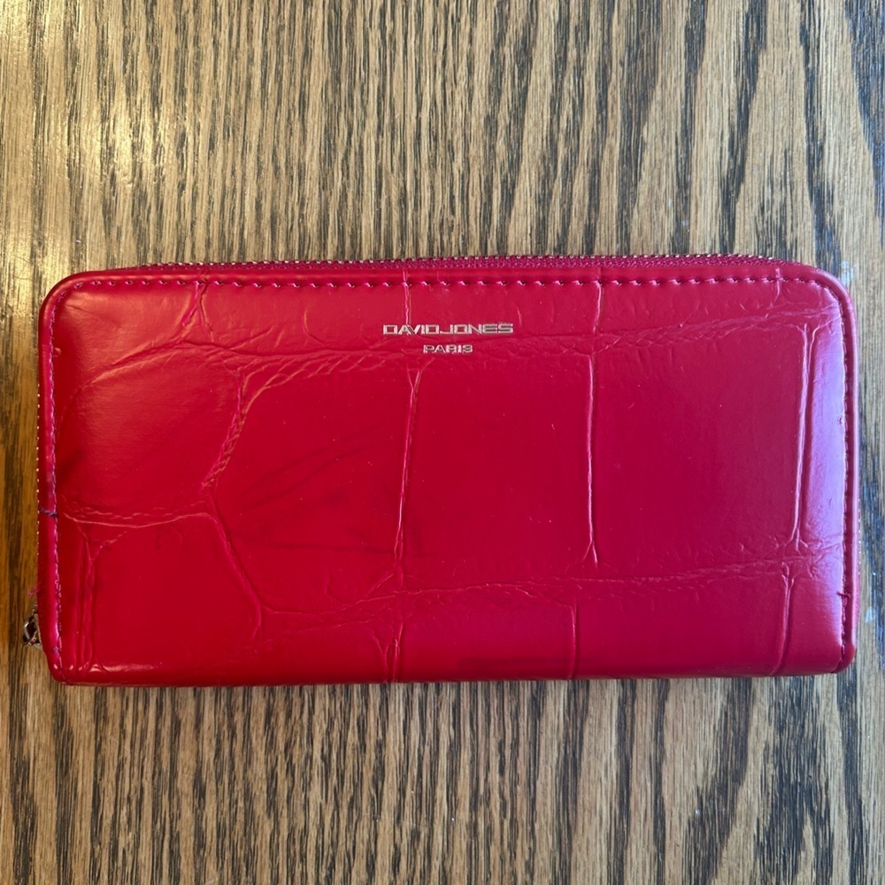 David Jones Paris Red Zippered Wallet